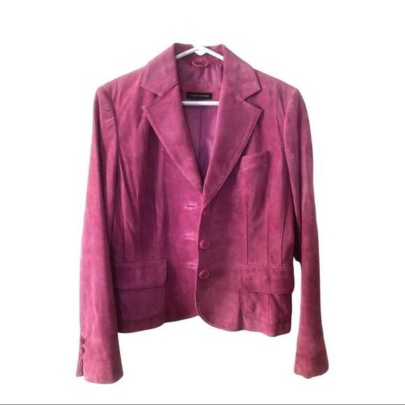 Pink Sued leather Jacket ValerieStevens Size Medium - Picture 2 of 4